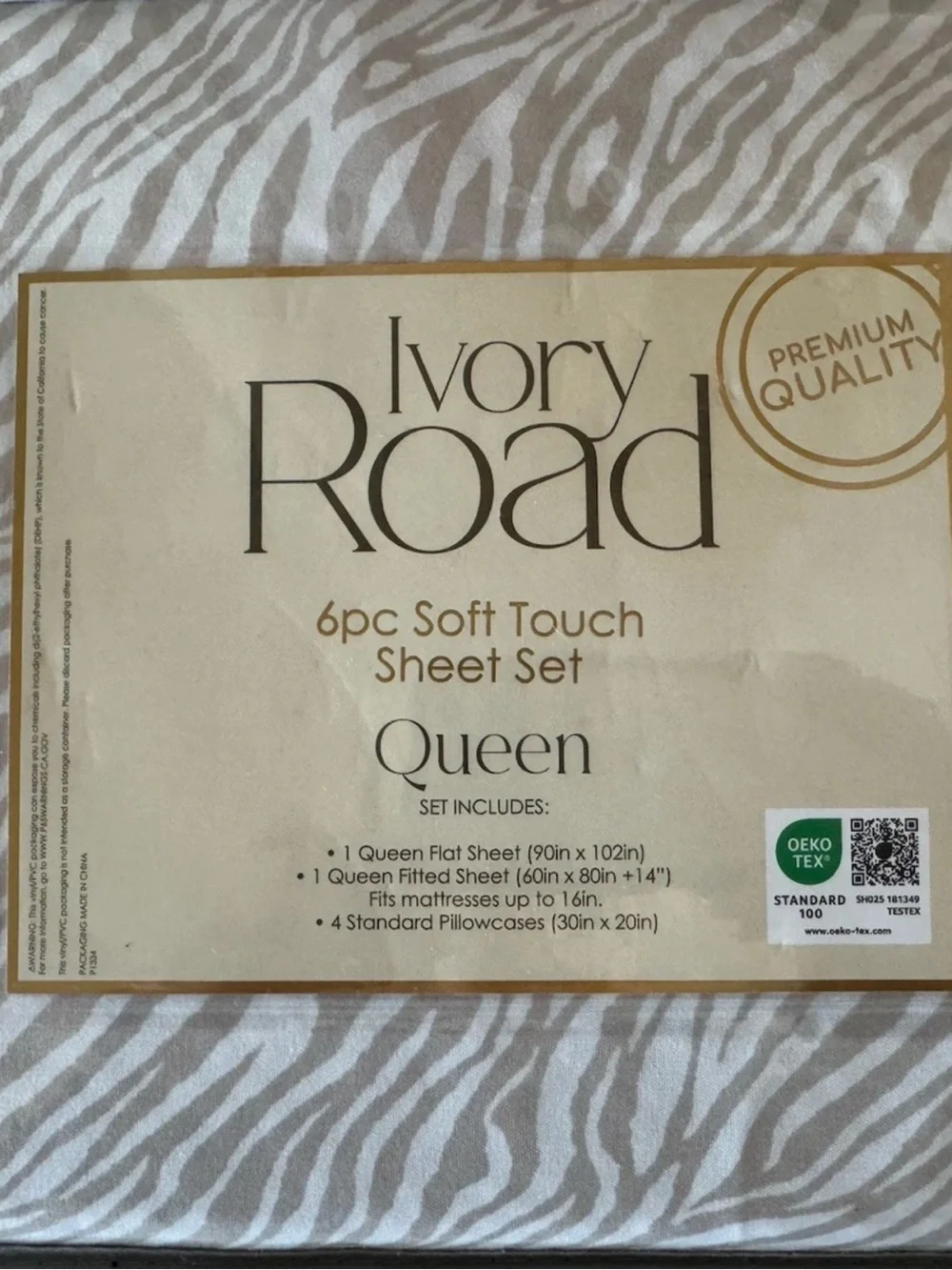 Ivory Road 6pc Soft Touch Sheet Set - Queen - Beige and White